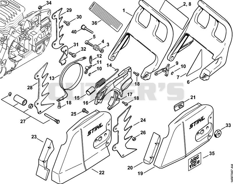 Chain brake, Chain sprocket cover