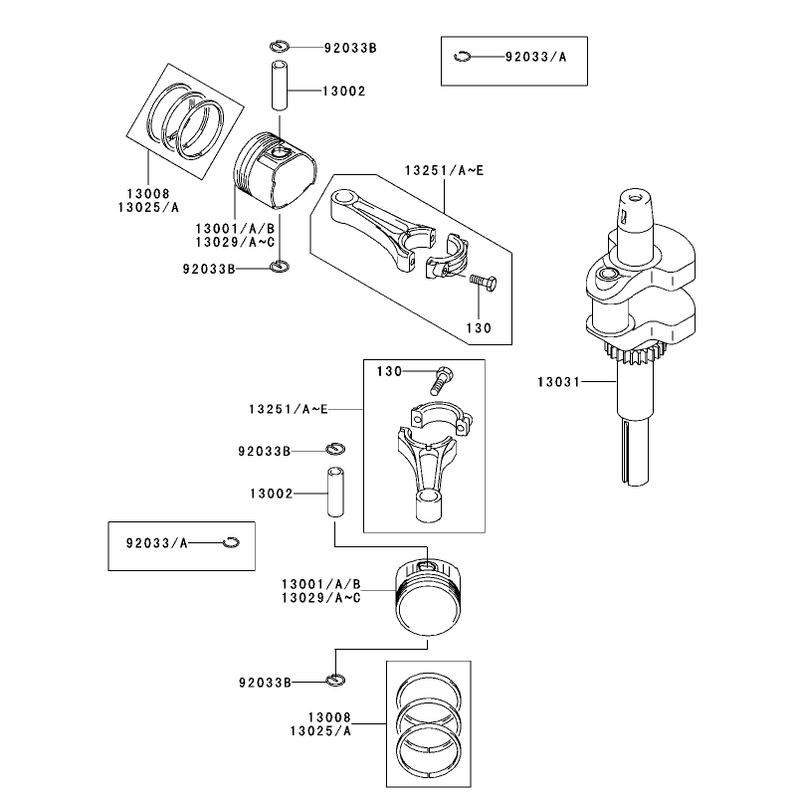 PistonCrankshaft Assembly Kawasaki FH500V-ES10