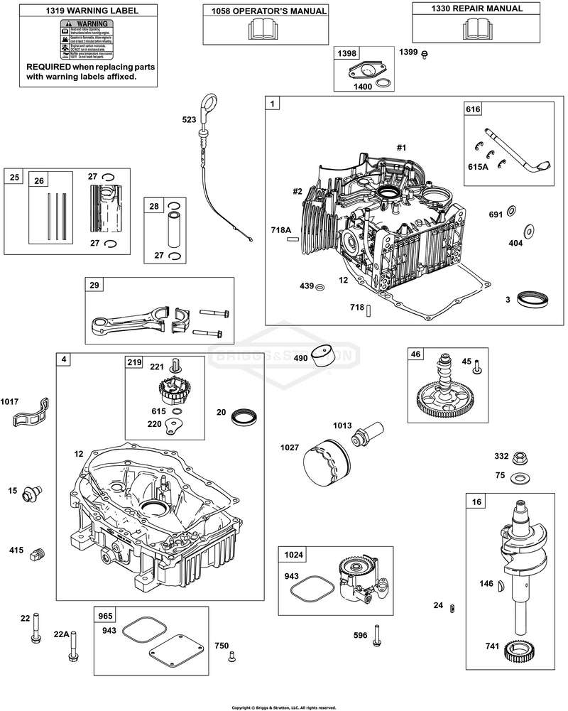 Crankshaft, Piston/Rings/Connecting Rod, Cylinder, Crankcase Cover/Sump, Camshaft