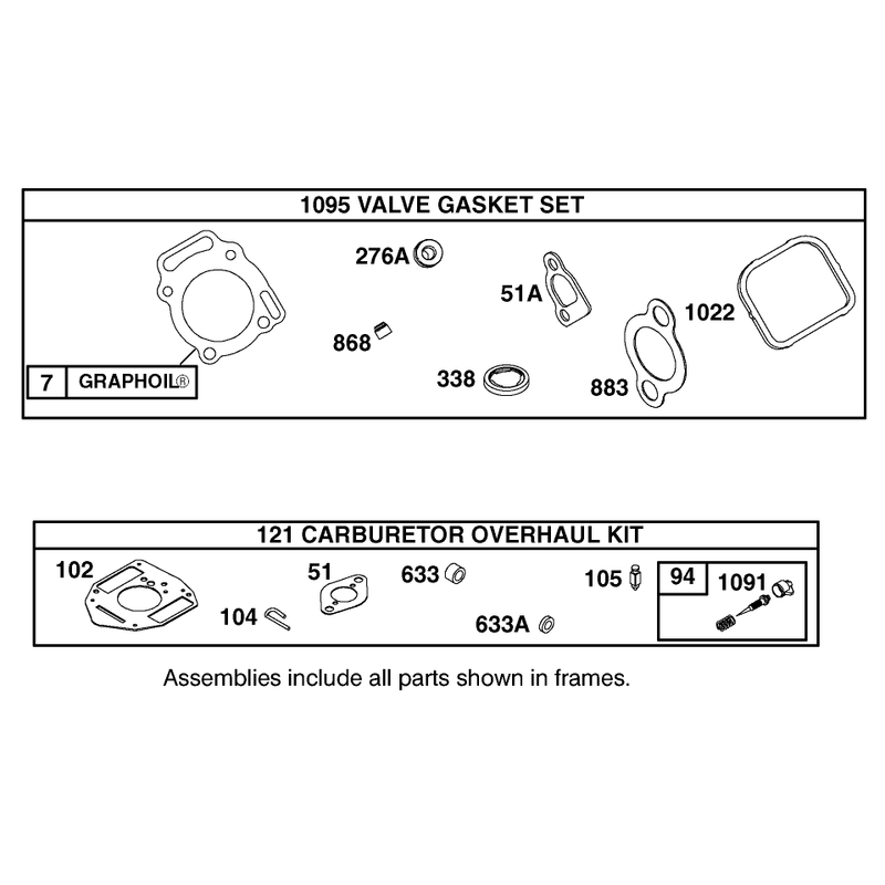Valve Gasket Set and Carburetor Overhaul Kit Briggs and Stratton 303447-1314-E1