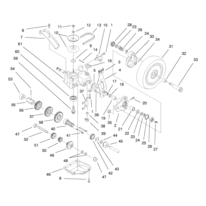 Deck Suspension & Gear Case Assembly