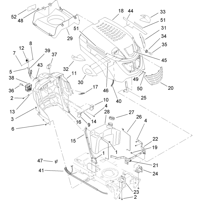 Fuel Tank and Hood Assembly