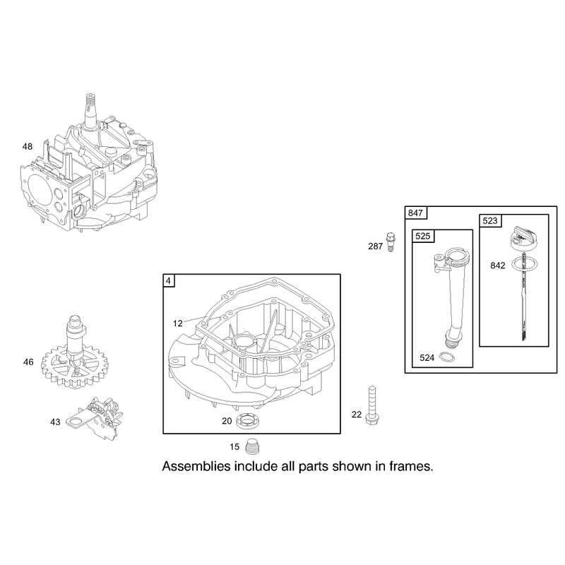 Crankcase Assembly Engine Briggs and Stratton Model 123K02-0114-E1