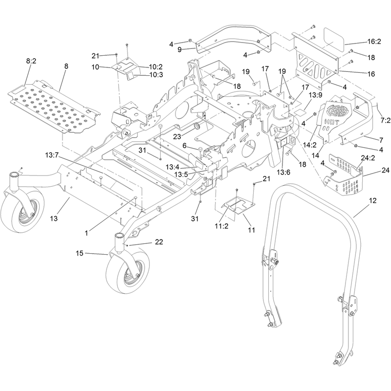 Frame and Caster Wheel Assembly