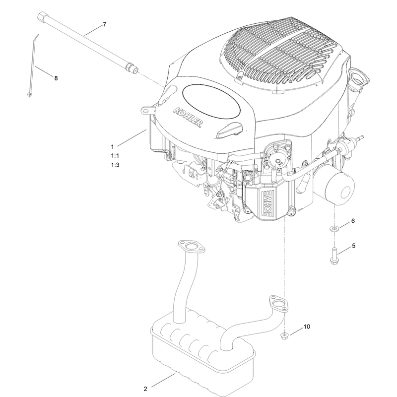 Engine and Muffler Assembly