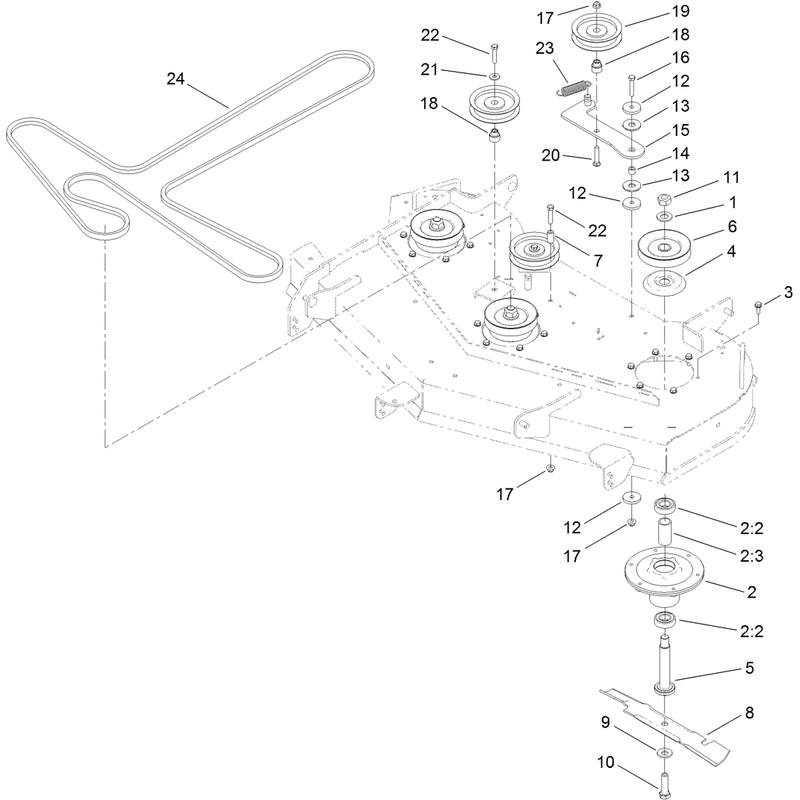 48 Inch Deck Belt and Hi-Flo Blade Assembly