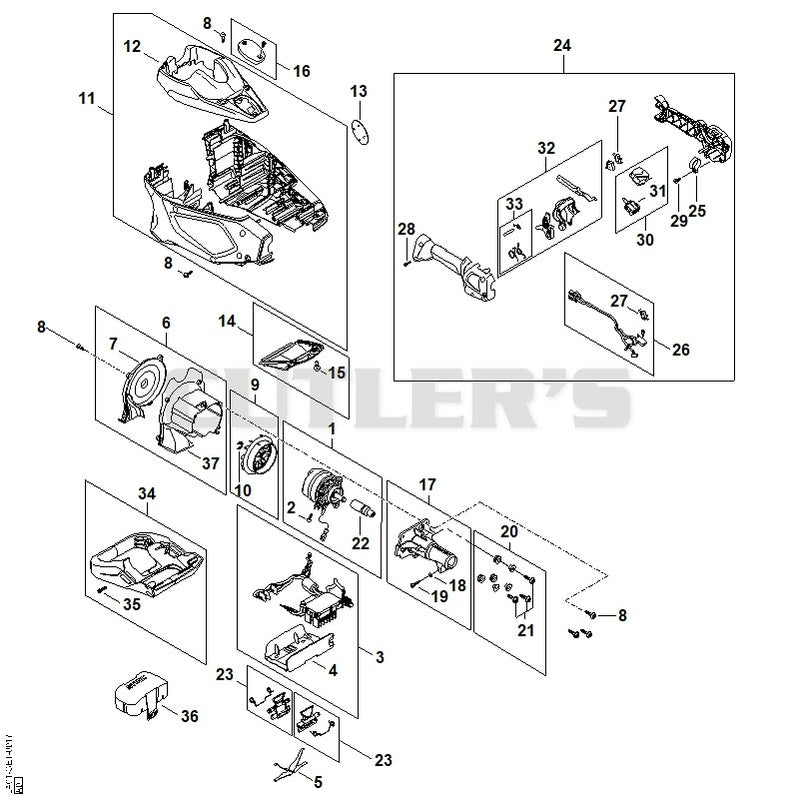 Electric motor, Motor housing, Control handle