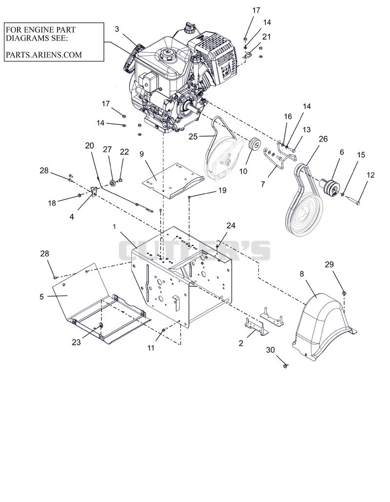Engine, Frame and Belt Drive - 30"