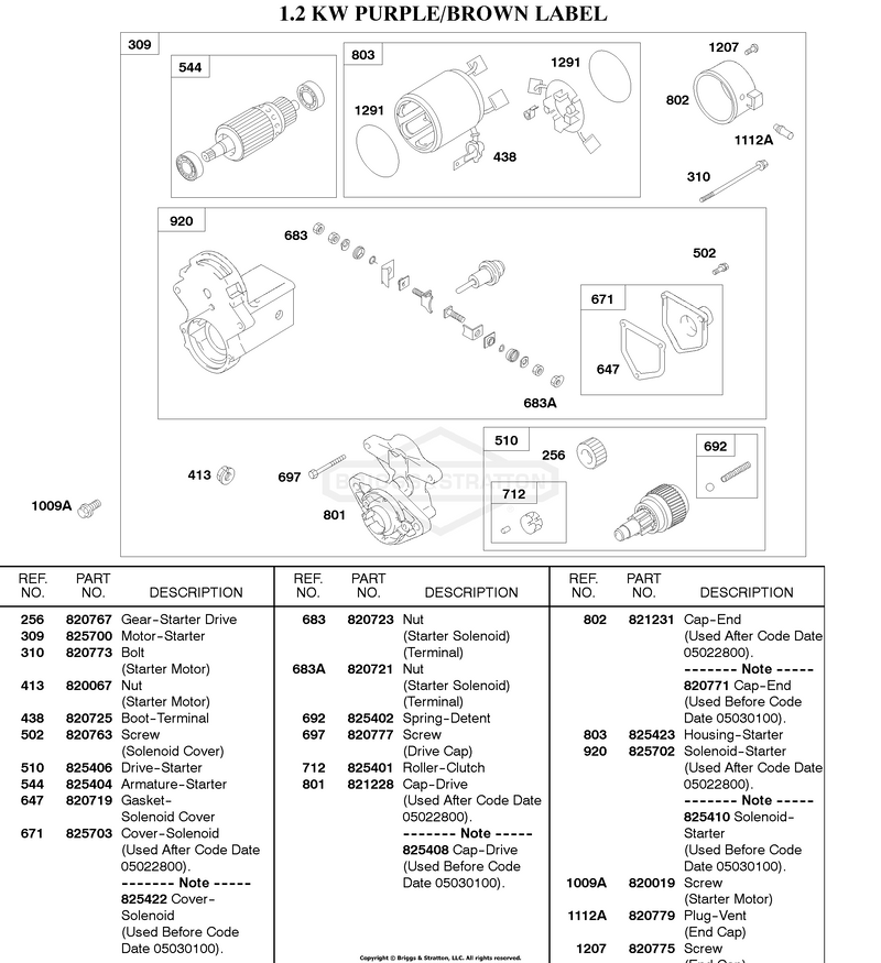 1.2 Kw Starter Motor Purple/Brown Label