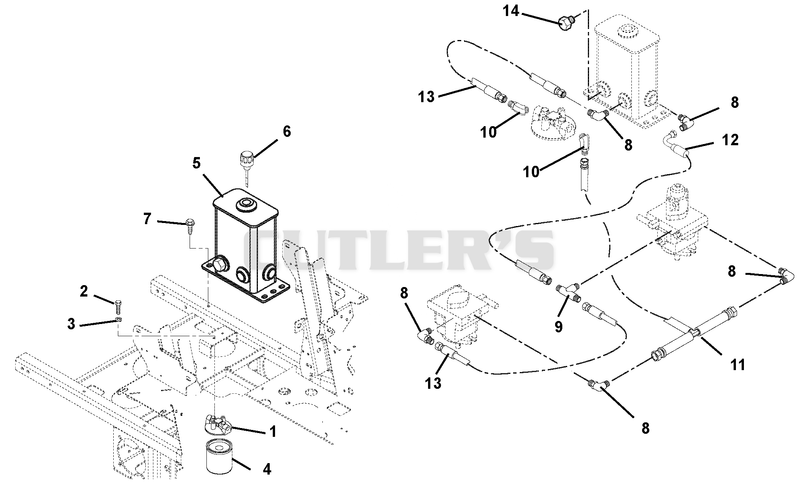 Hydraulic Tank, Filter And Pump To Tank Circuit
