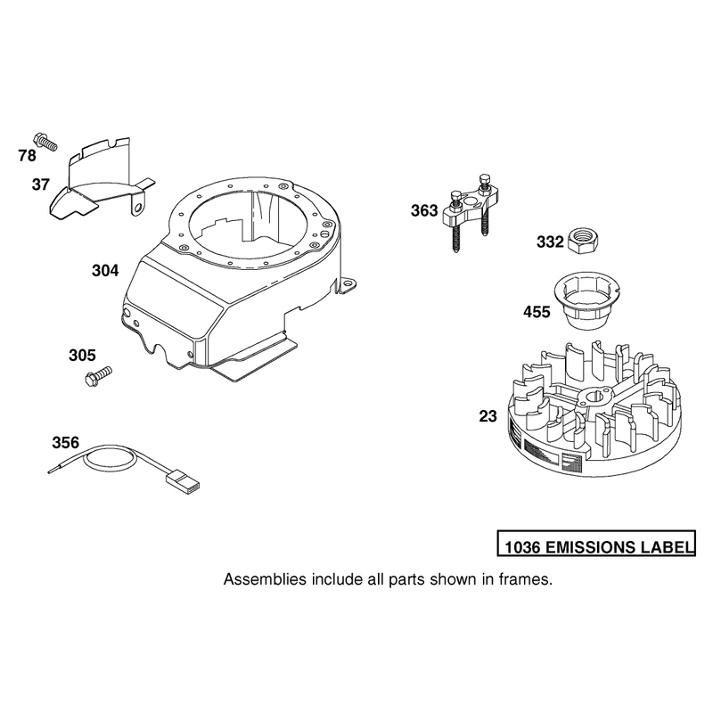 Flywheel and Blower Housing Assembly Briggs and Stratton Model 12f802-1770-B1