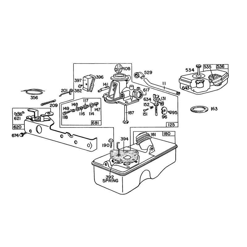 Briggs and Stratton Carburetor Assembly Model 92508-1000-02 for 19in Hand Propelled Model 16300