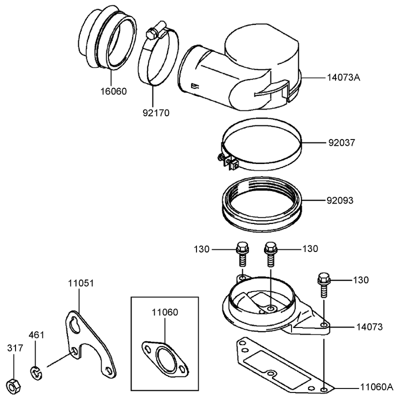Air Filter and Muffler Assembly Kawasaki FD750D-BS03