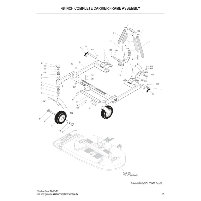 48 INCH COMPLETE CARRIER FRAME ASSEMBLY
