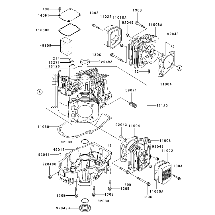 CylinderCrankcase Assembly Kawasaki FH680V-AS21