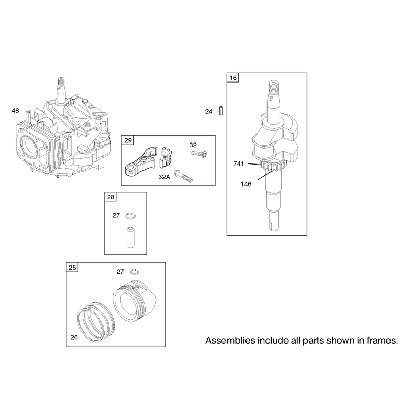 Crankshaft Assembly Engine Briggs and Stratton Model 122607-0118-E1