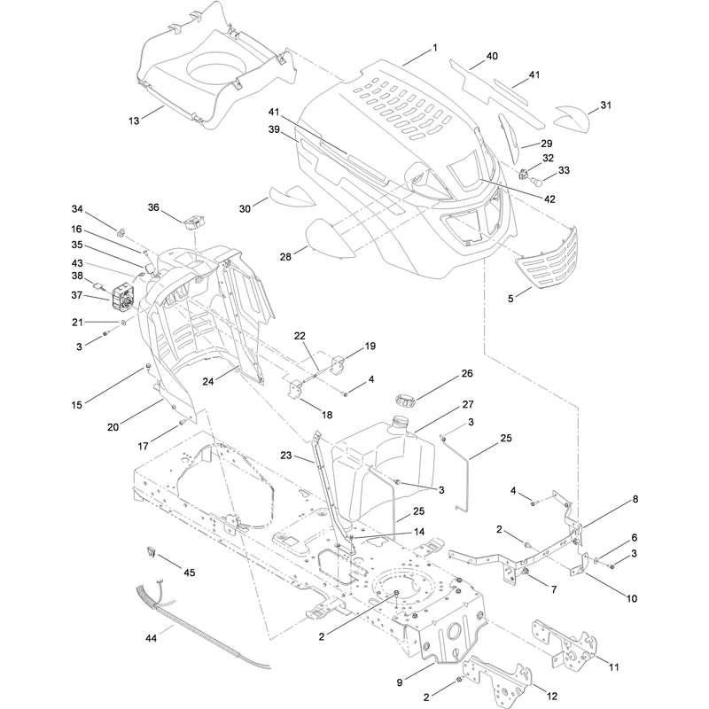 Fuel Tank Hood and Dash Assembly