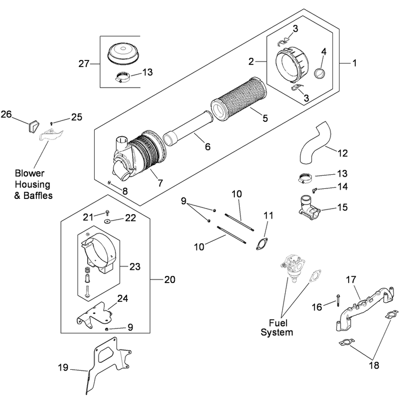 Air Intake and Filtration Assembly  Kohler CV730-3118
