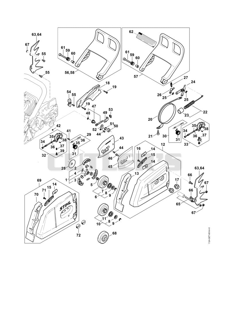 Clutch, Oil pump, Chain brake