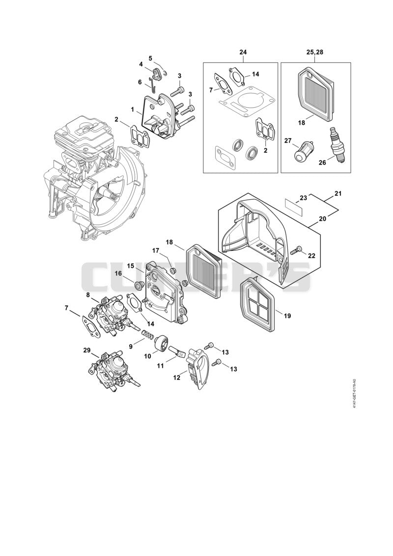 Spacer flange, Air filter