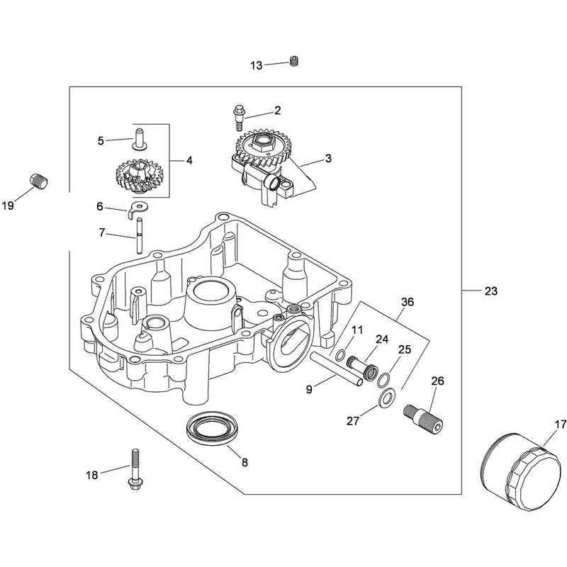 Oil Pan and Lubrication Assembly Kohler SV730-0029