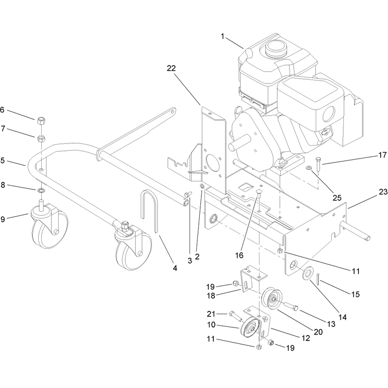 Engine and Front Wheel Assembly