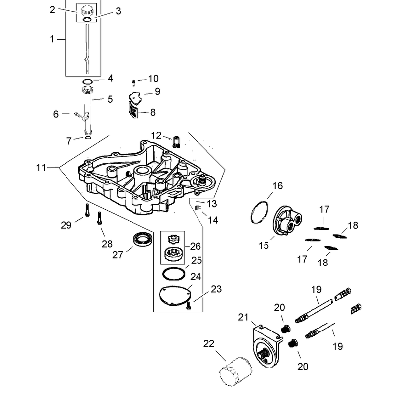 Oil Pan and Lubrication Assembly  Kohler Cv492s-27525