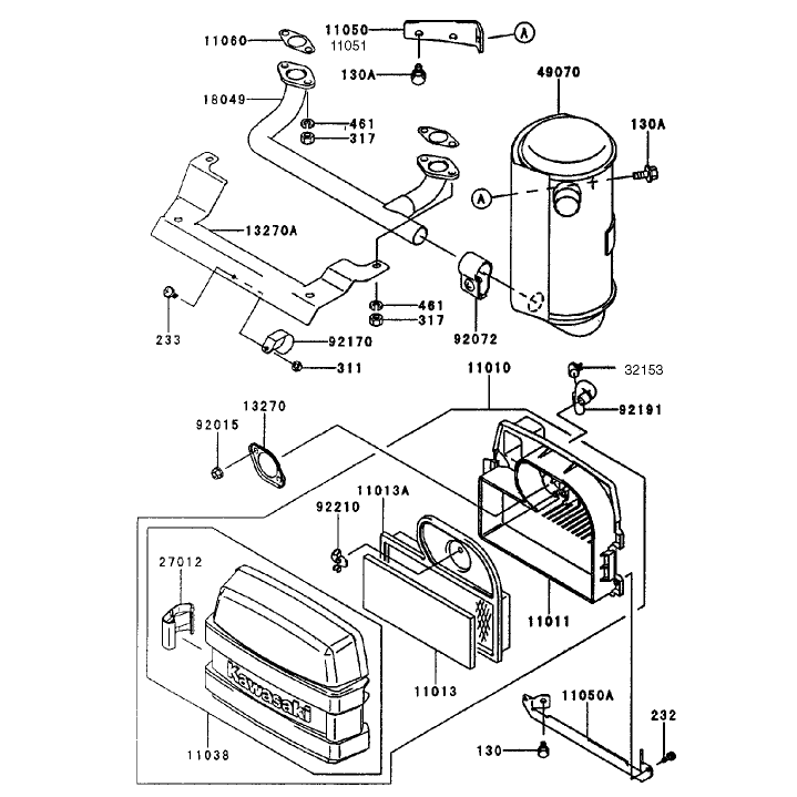 Air Filtermuffler Assembly Kawasaki Fh451v-As08