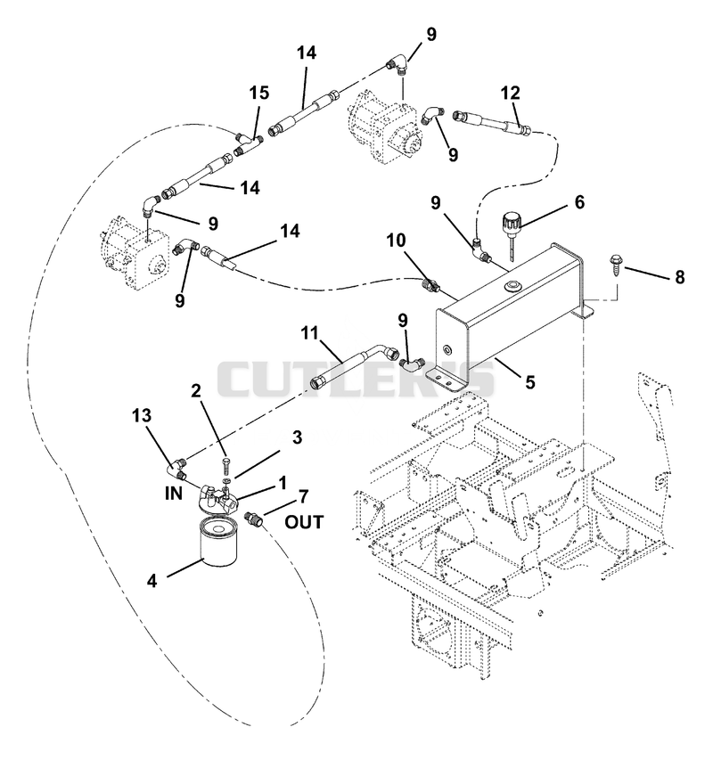 Hydraulic Tank, Filter And Pump To Tank Circuit