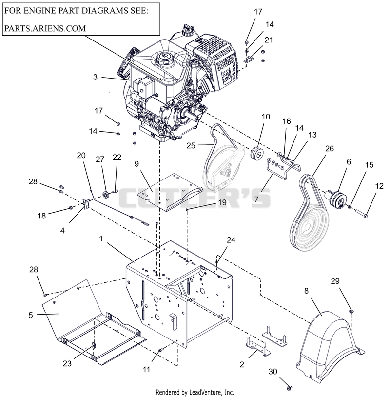 Engine, Frame and Belt Drive - 30"