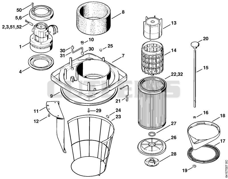 SE 200, 201, 202: Electric motor, Filter