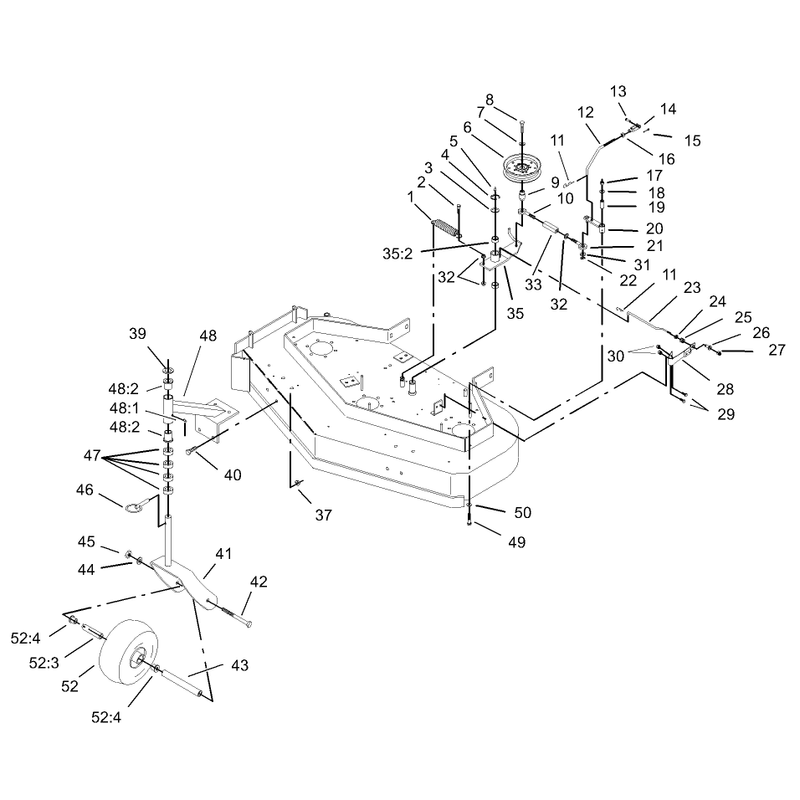 Front Castor Belt Tension and Blade Brake System Assembly