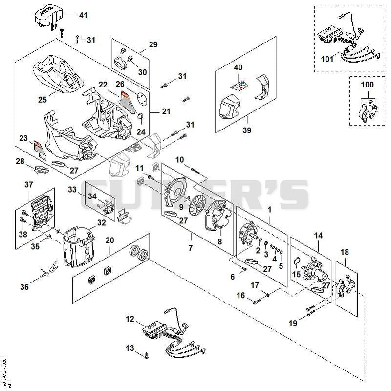 Electric motor, Motor housing, Control handle