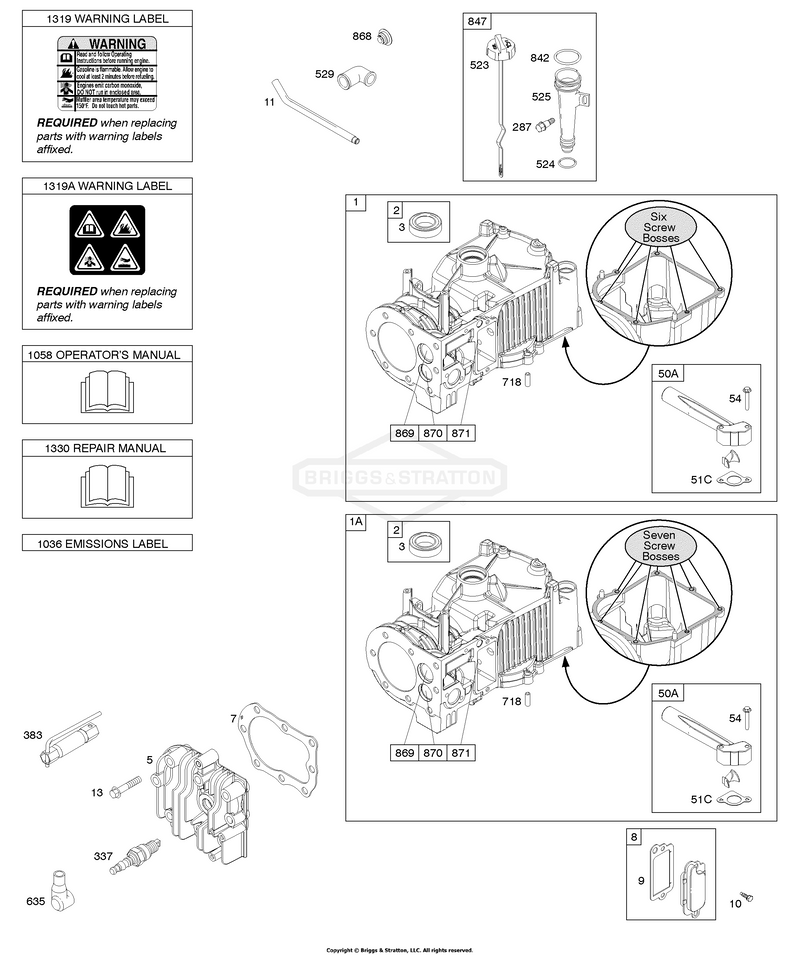 Cylinder, Cylinder Head, Lubrication, Operator's Manual, Warning Label
