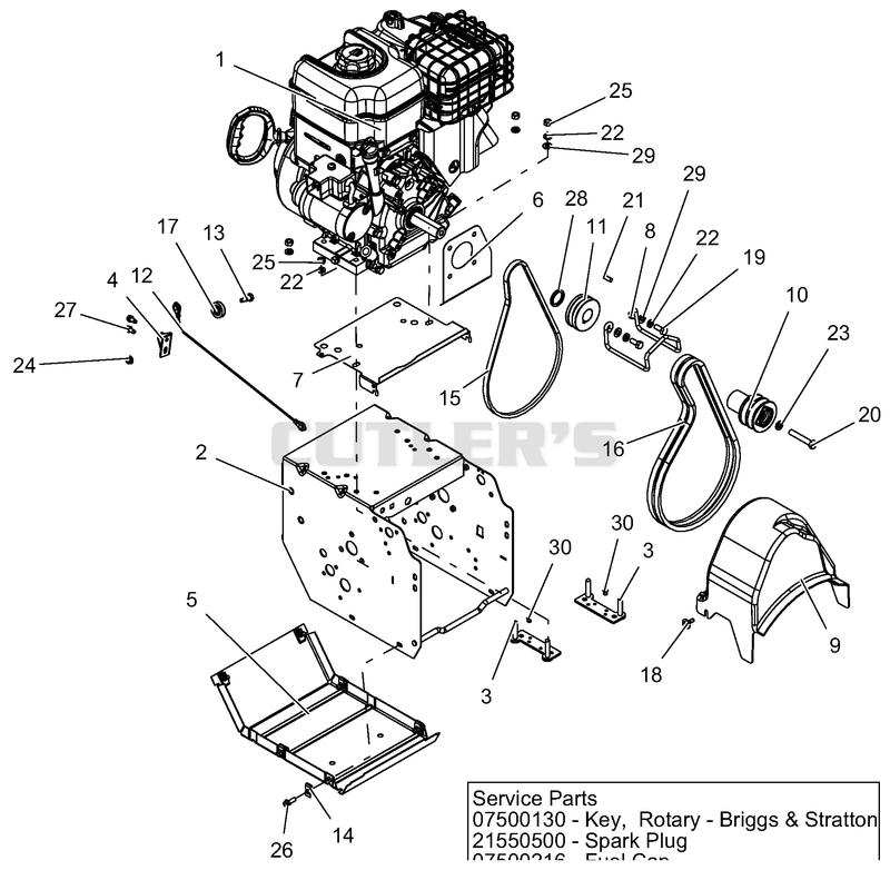 Engine, Frame And Belt Drive