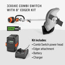 Husqvarna 970701202 330iKE Curved shaft 40V Battery Powered Cordless Attachment Capable Combi Switch and Edger Attachment with, 4 Ah Battery and Charger Included