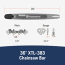 Husqvarna 599958415 X-Tough Light 36 Inch Laminated Chainsaw Bar, .375" Pitch .063" Gauge, 115 Drive Links