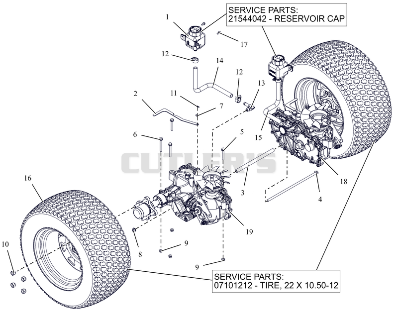Rear Tires And Transaxles - 52"