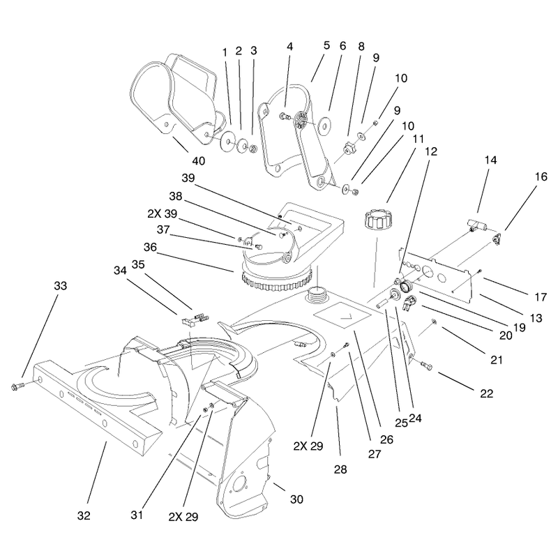 Housing, Upper Shroud, and Chute Assembly