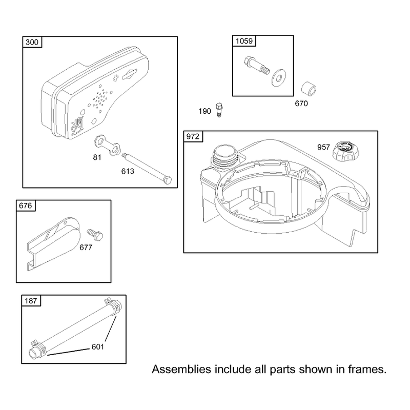 Muffler and Fuel Tank Assembly Briggs and Stratton Model 123K02-0114-E1