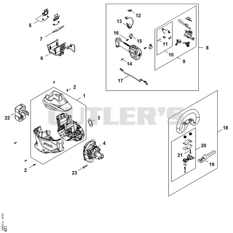 Electric motor, Motor housing, Control handle