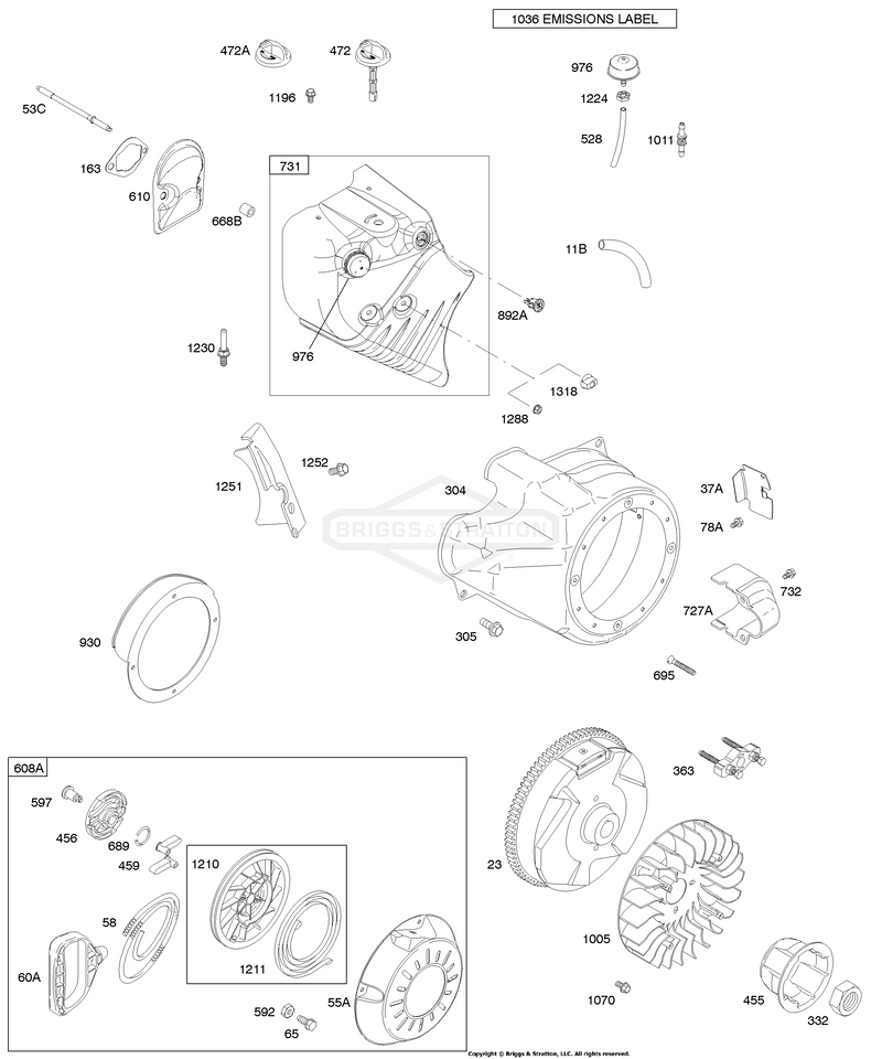 Blower Housing/Shrouds, Flywheel, Rewind Starter