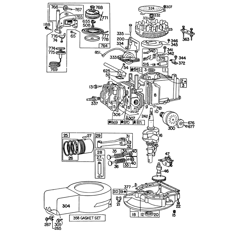 Engine Briggs and Stratton Model 92508-1000-04