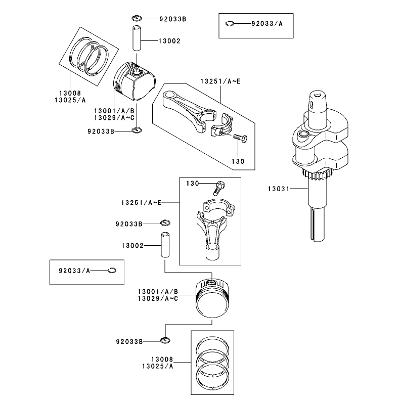 PistonCrankshaft Assembly Kawasaki FH500V-ES10