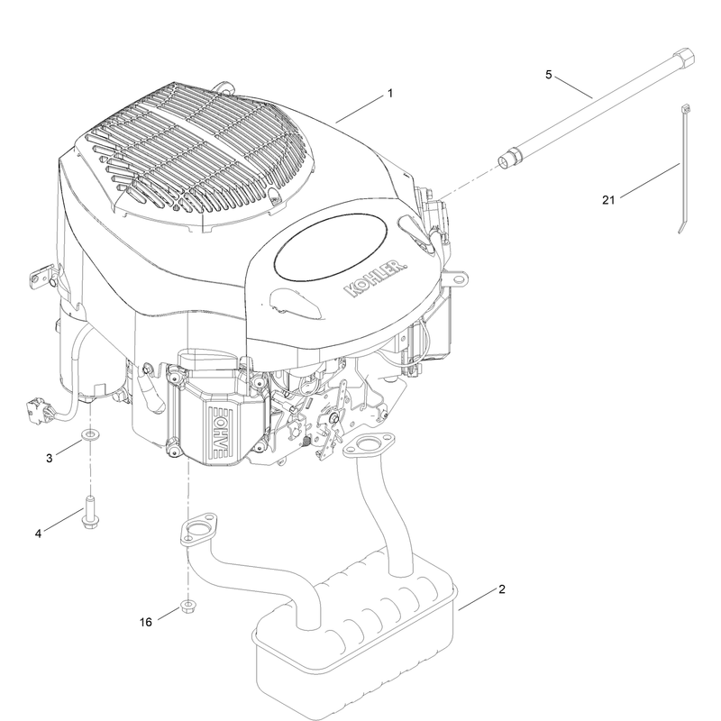 Engine and Muffler Assembly