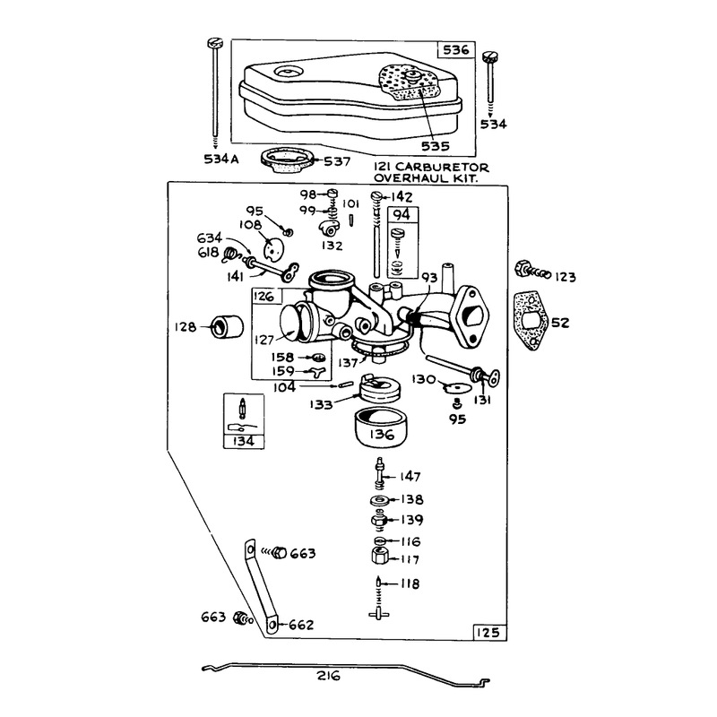 Model No. 390811 Carburetor Assembly (for Engine 190707-0626)