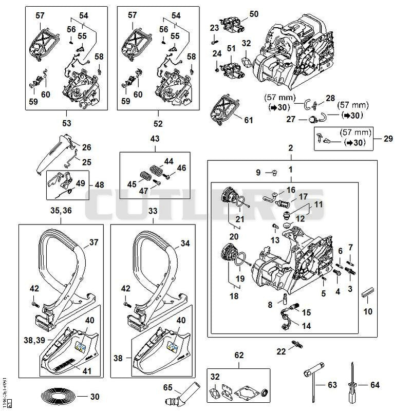 Engine housing, Air filter, AV system, Handlebar