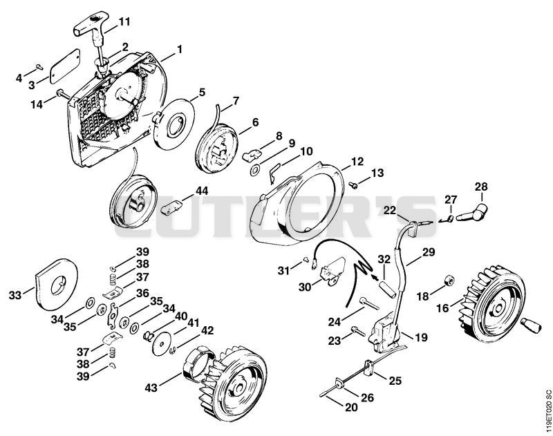 Rewind starter, Ignition system