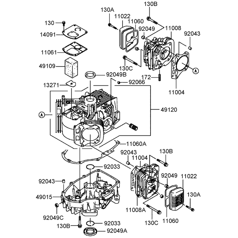 Cylinder Crankcase Assembly Kawasaki FH541V-AS27