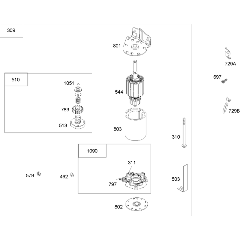 Starter Assembly Briggs and Stratton 280H07-0166-E1